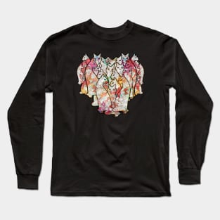 watercolor Cats Heart, cats lovers gift Long Sleeve T-Shirt